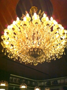 The Chandelier above our table.